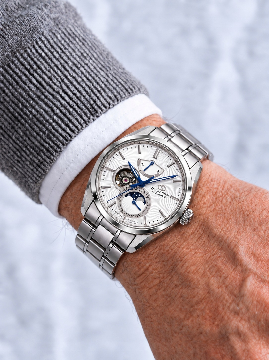 Mechanické hodinky Orient Star Moonphase Pearl RE-AY0002S00B 41.0mm 10ATM