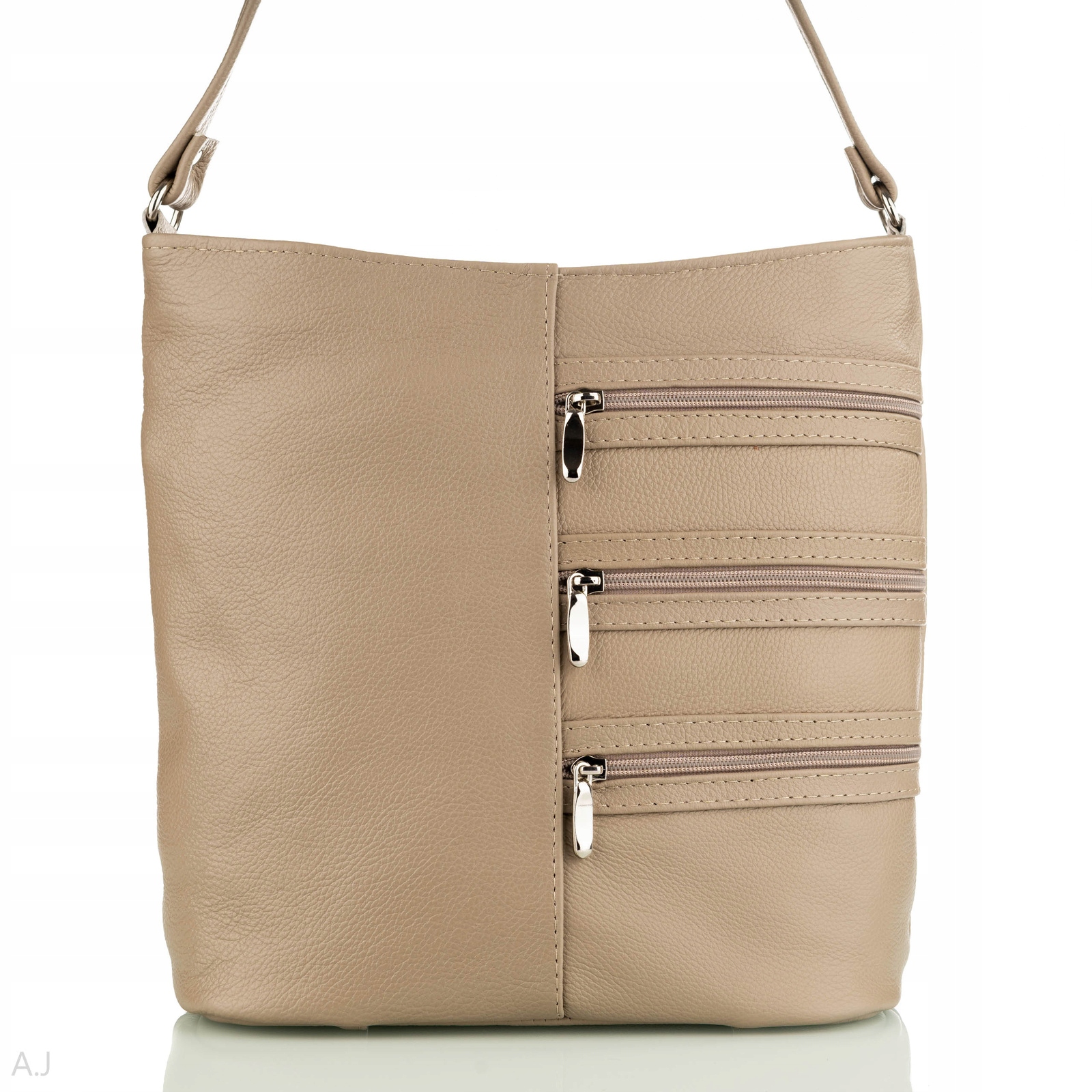 Dámská kožená kabelka přes rameno z kůže, velká, prostorná jako dárek, polská