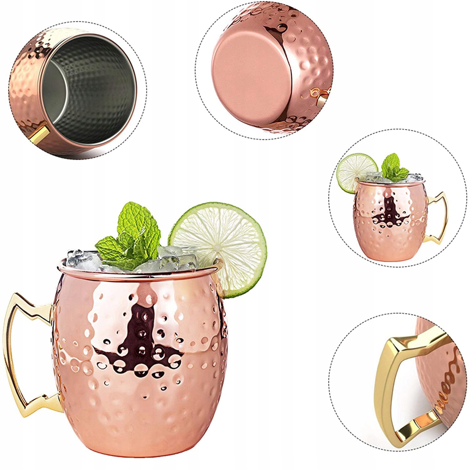 2 KUBKI MULE, KUBKI ODPOWIEDNIE DO ZIMNYCH NAPOJÓW Wzór dominujący Kropki