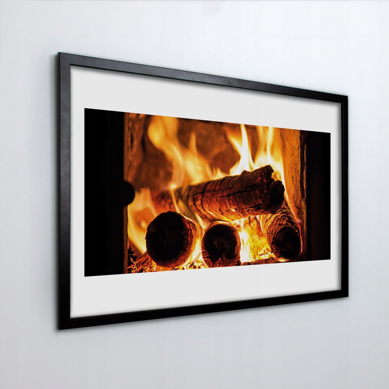 Obraz v rámu na zeď Dřevo žár oheň 30x20 cm