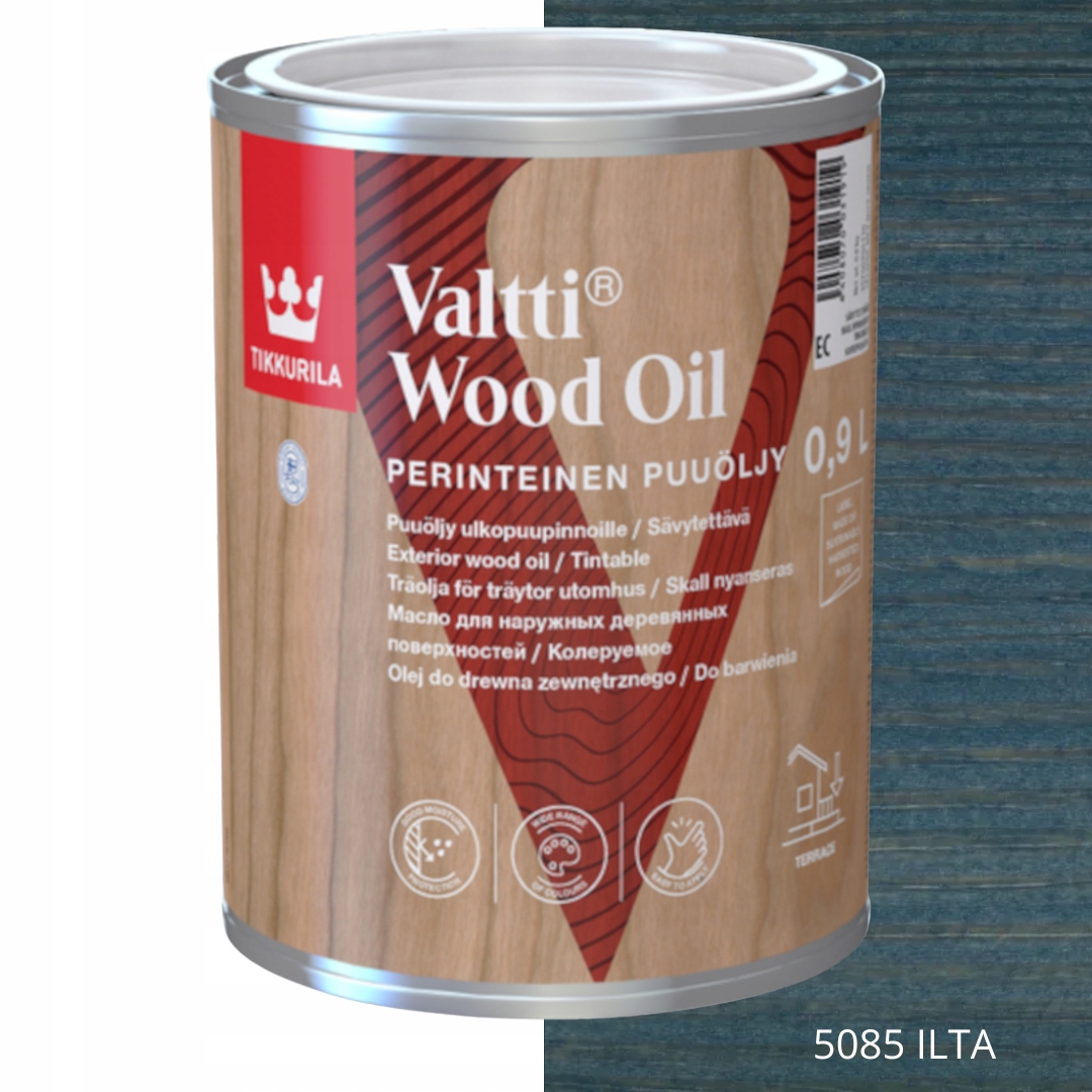 Tikkurila Valtti Wood Oil Olej Na Dřevo 0,9 L Barva 5085 Ilta