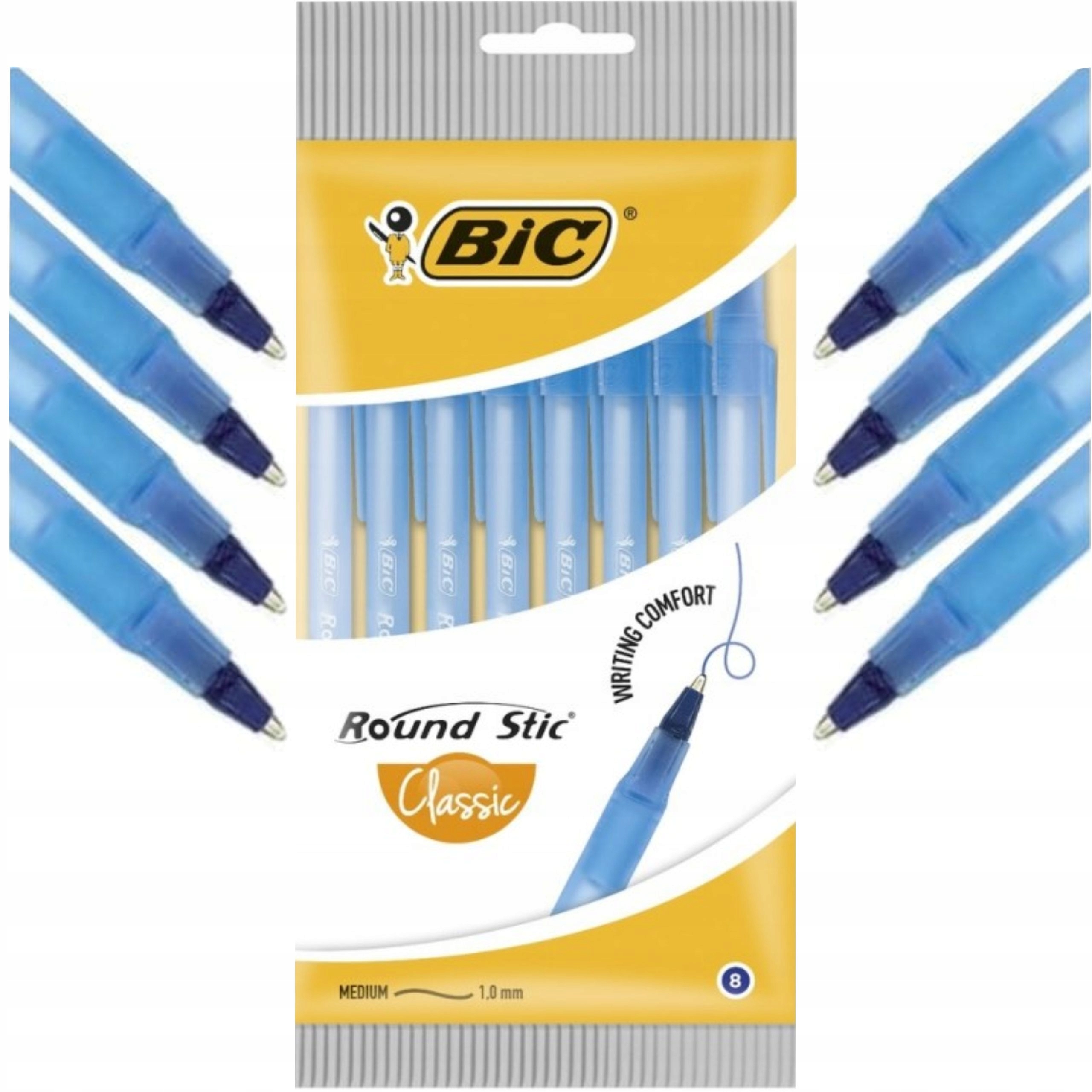 Zestaw długopisów Round Classic BIC niebieski tradycyjny 0,4 mm 8 sztuk