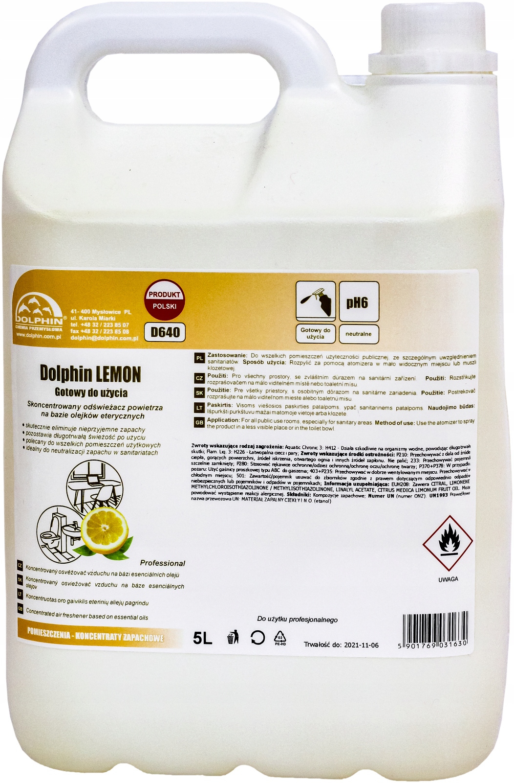 

Odświeżacz Powietrza Dolphin Lemon Cytrynowy 5L