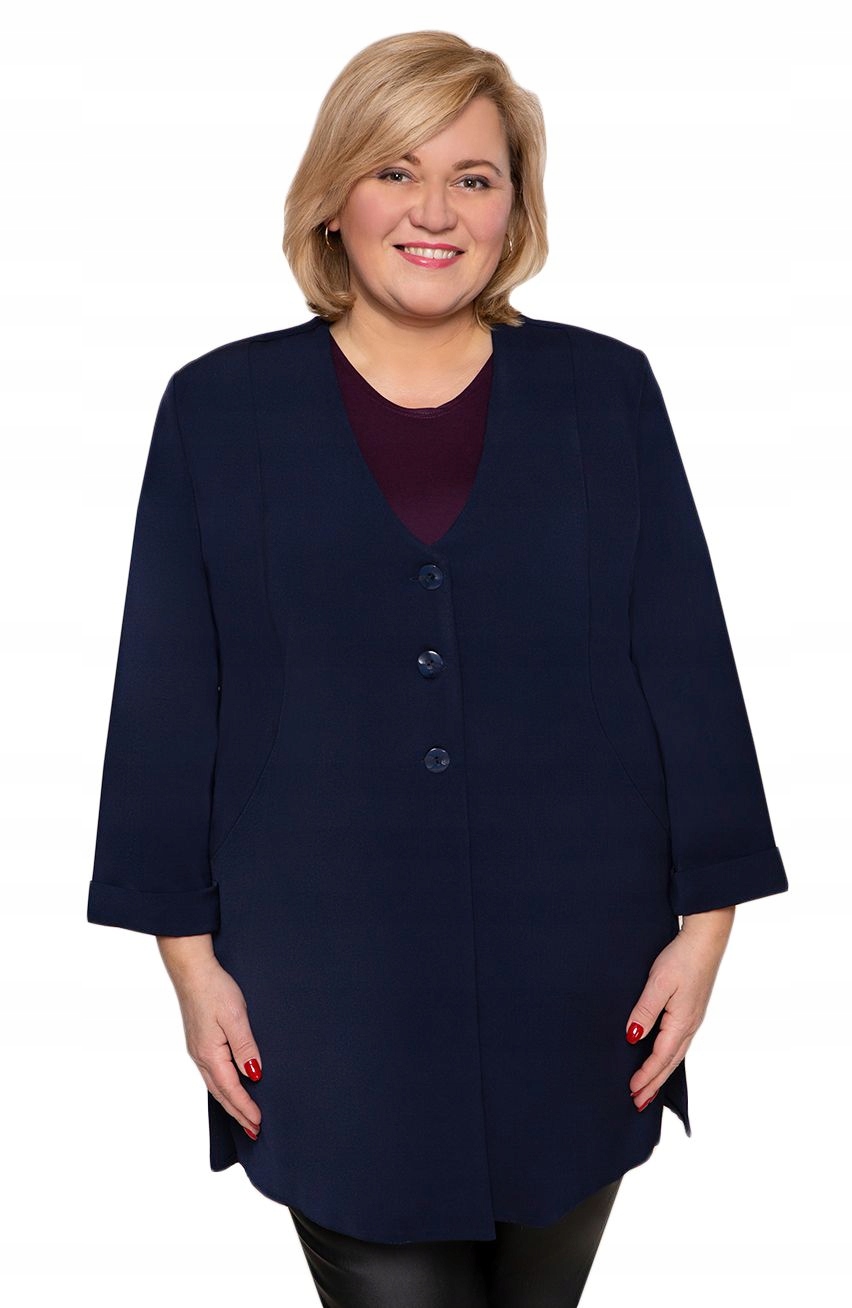 Tmavě modré volné sako s manžetami 50
