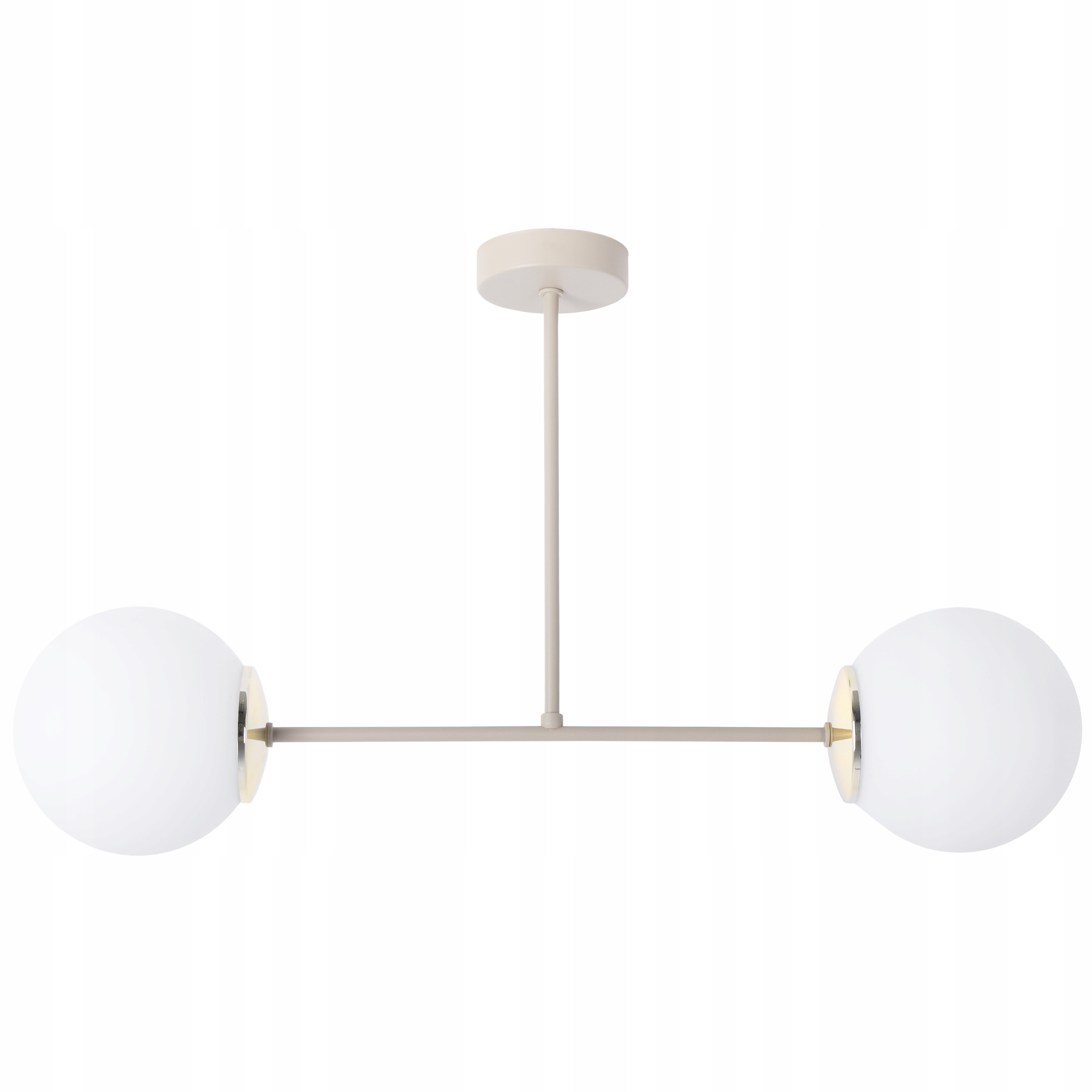 Závěsná Stropní Lampa Lustr Dvojitý Kašmír Béžová Bílé Skleněné Koule E14