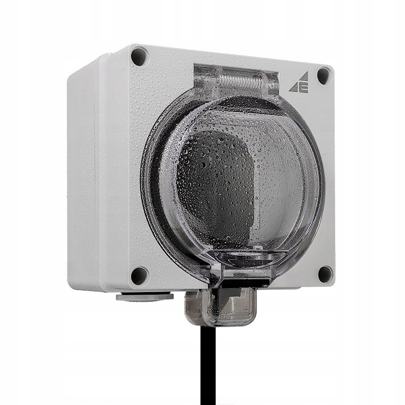 Hermetická nástěnná zásuvka AQUA66 Schuko 2P+Z Ghns IP66