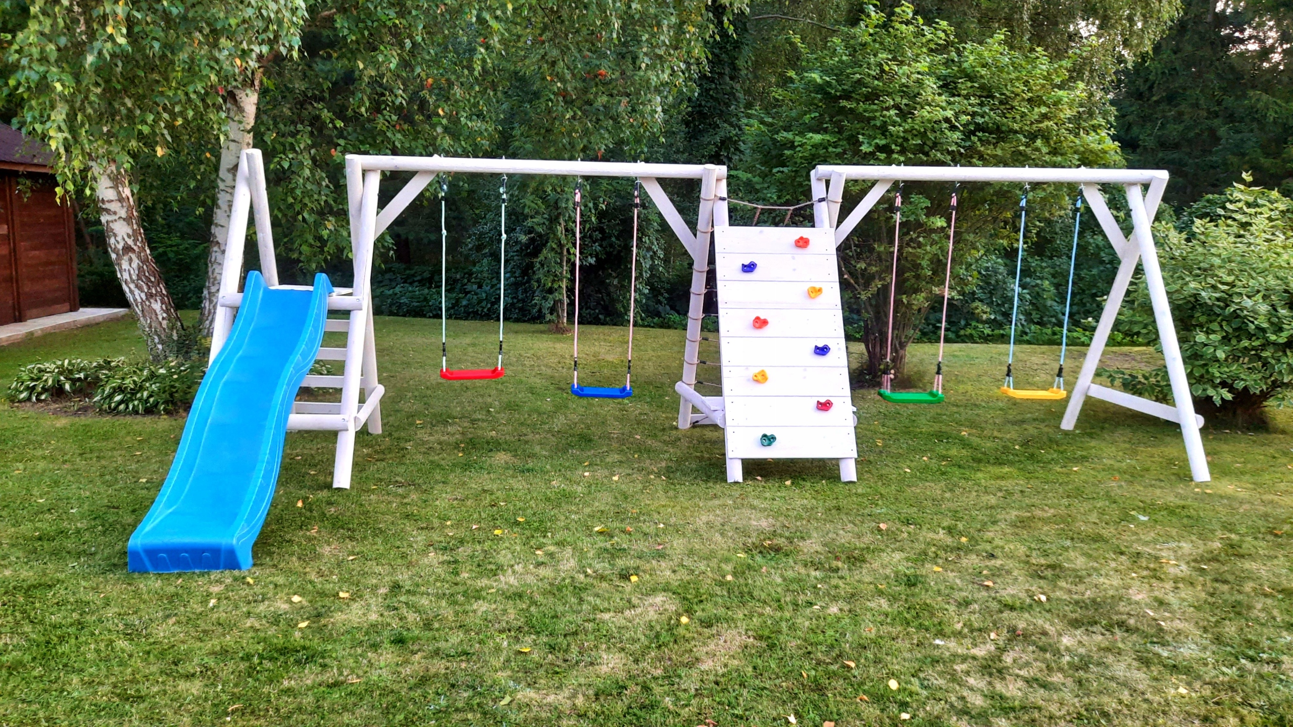 DREWNIANY PLAC ZABAW DO OGRODU HUŚTAWKA OGRODOWA SUPER-PLACE WESOŁY PLAC Szerokość produktu 400 cm