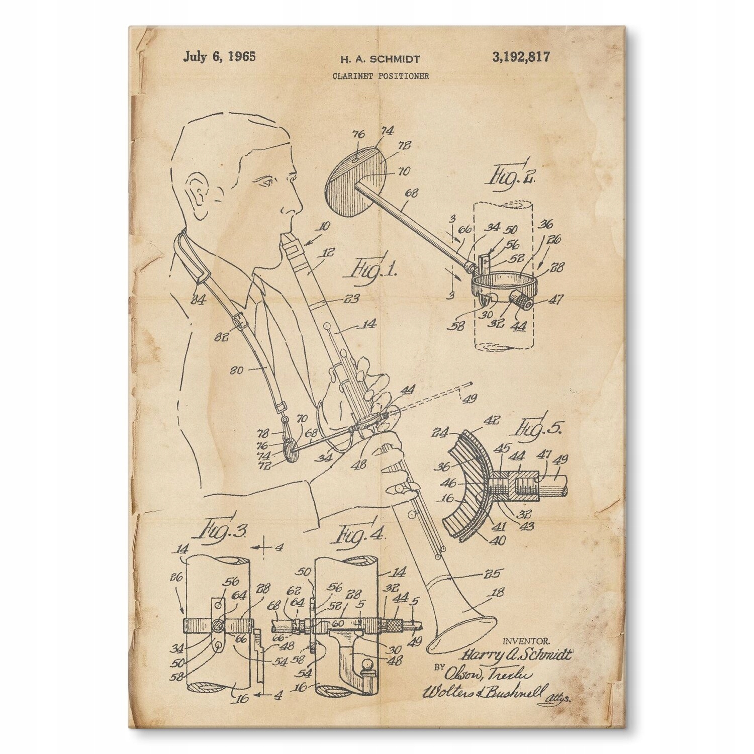 Kovový plakát Clarinet Musician Retro Szyld Plech 22 x 31 cm Dárek