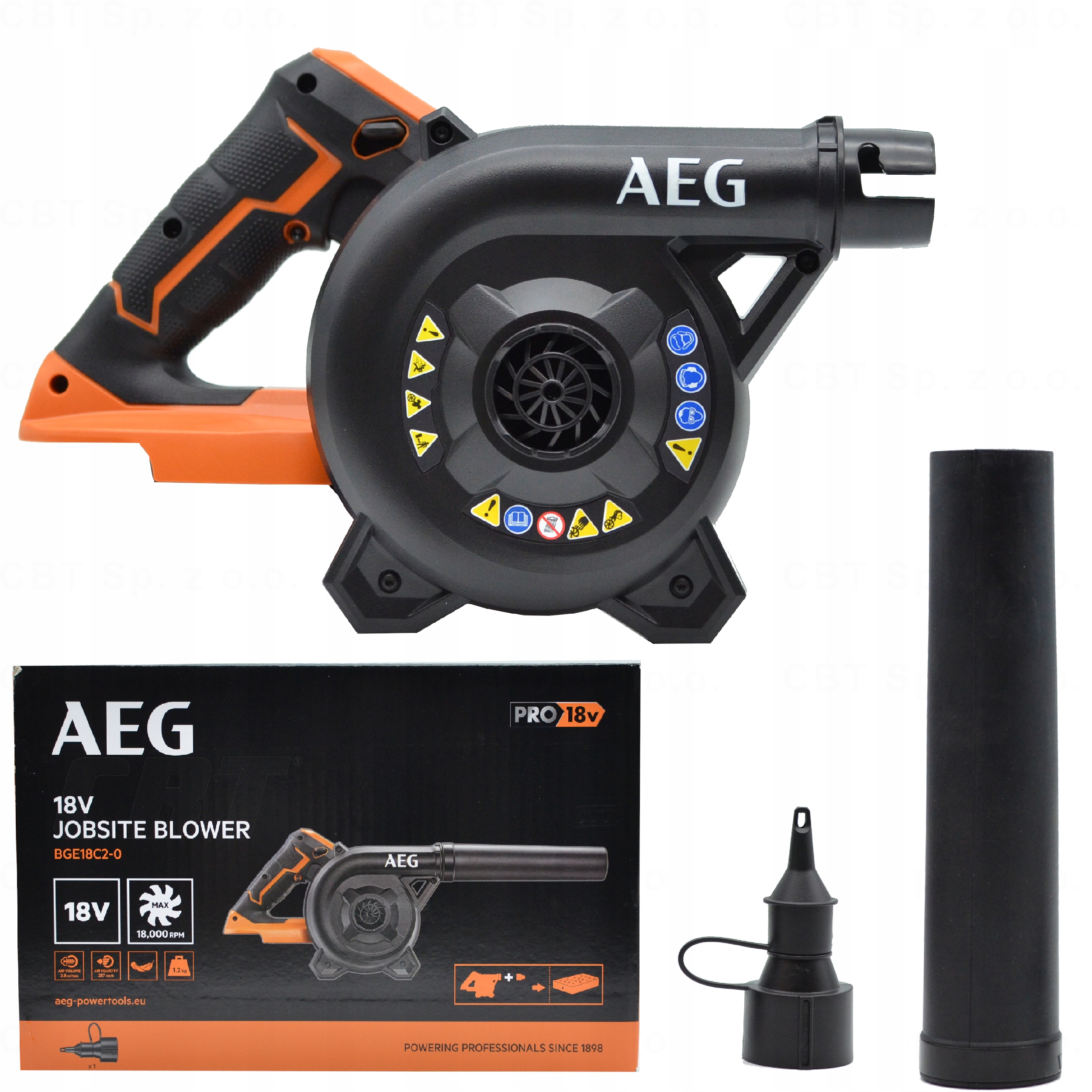 Akumulatorowa Dmuchawa 18V Kompaktowa Aeg Dwie Końcówki Aeg BGE18C2-0