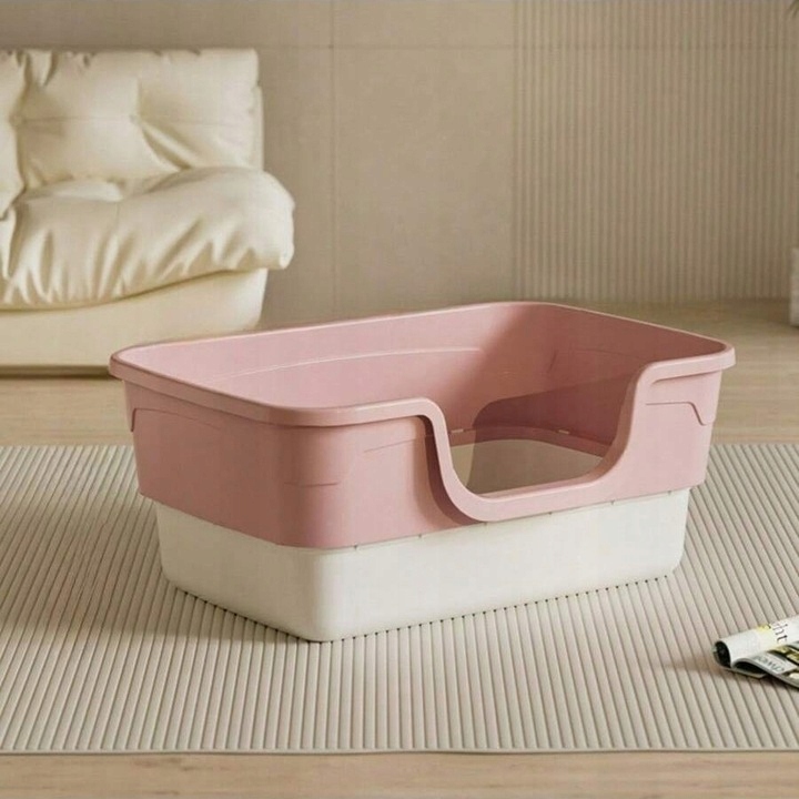 Velká růžová toaleta pro kočky 55 x 39 x 25 cm Komfort a styl