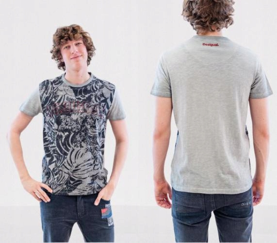 

Desigual Szary T-shirt Nadruk Czarny (s)
