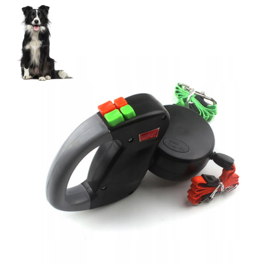 Levně Vodítko Pro Psa Dvojité Pro 2 Psy S Blokací Svítilna Silné 300CM