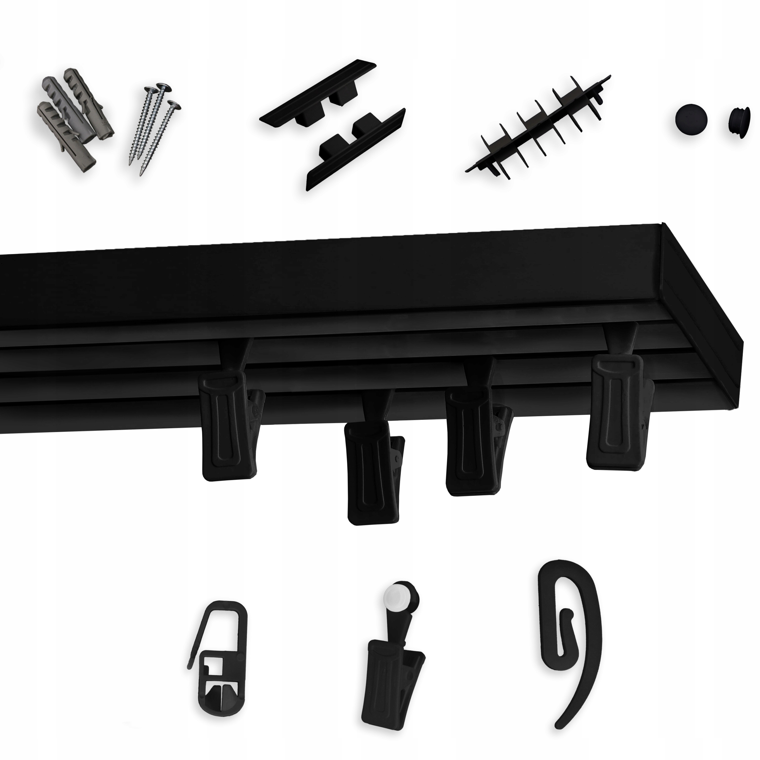 Garnýž stropní trojitý Černý Pvc 510 cm stropní lišta žabky