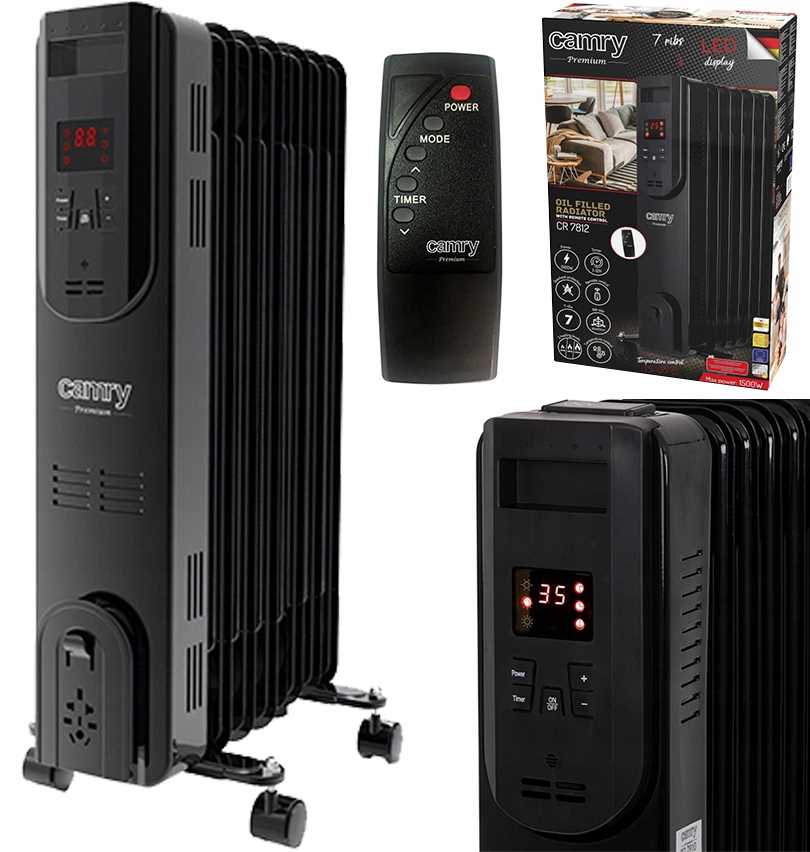 Olejový radiátor černý (7 žeber) 1500 W Camry Cr 7812