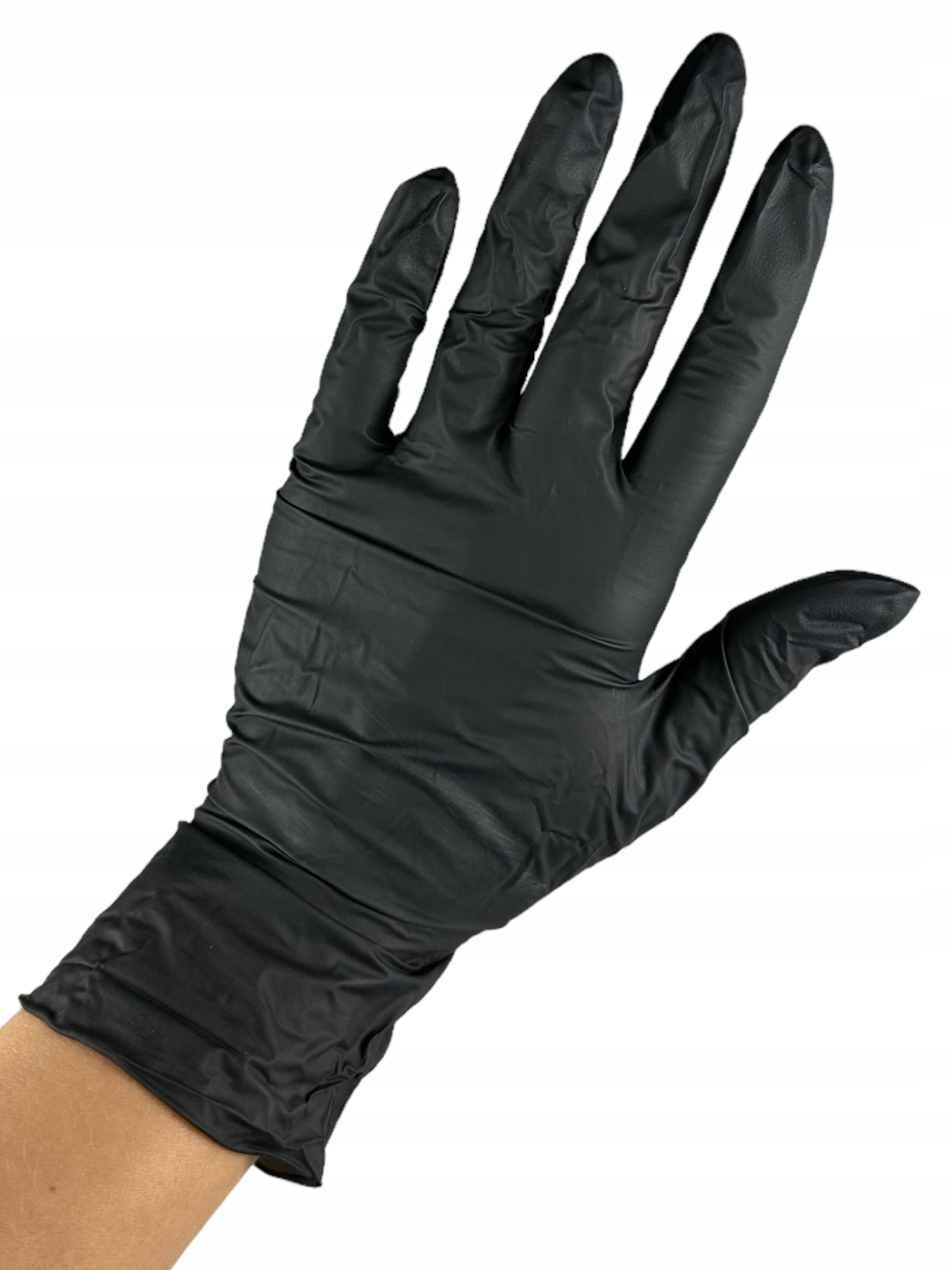 Rękawiczki czarne nitrylowe rozmiar L 100 SZTUK na cele medyczne PLAST Kolor dominujący czarny
