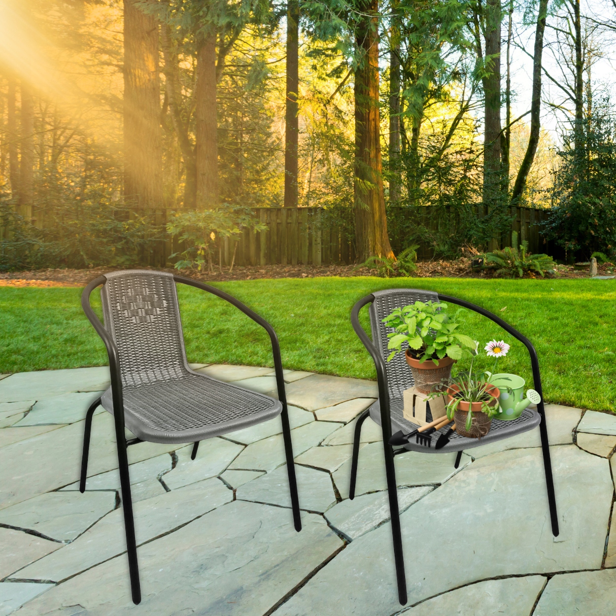 2x FOTELE OGRODOWE KRZESŁA DO OGRODU TARASU ZESTAW MEBLE TECHNORATTAN SZARE Kod producenta KRZESŁA OGRODOWE TARASOWE DO OGRODU TARASU