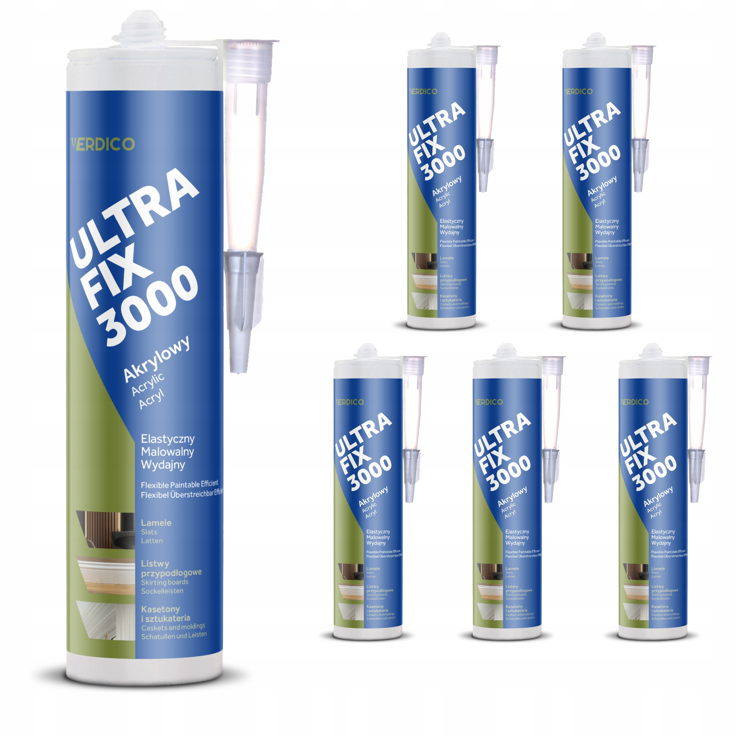 Montażowy Klej Akrylowy Do Kasetonów Listew Paneli 280ml 6szt ULTRAFIX300