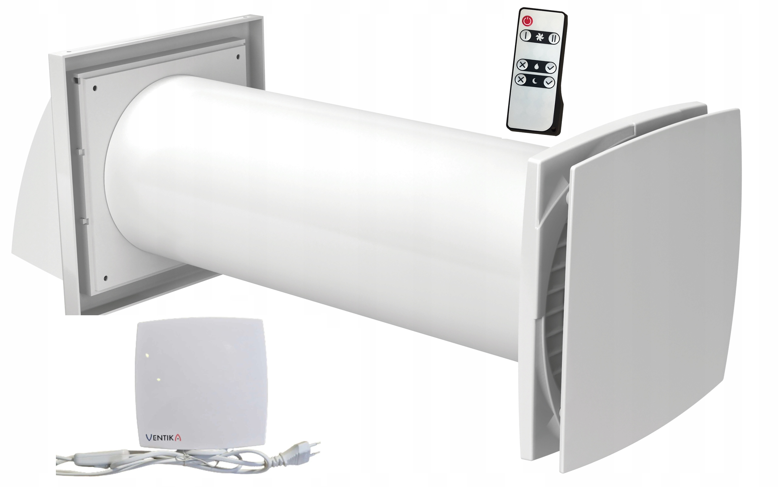 SOLO125+ nástenný rekuperátor Ventika fi 125mm s hygrostatom, Diaľkové Ovládanie Zástrčka