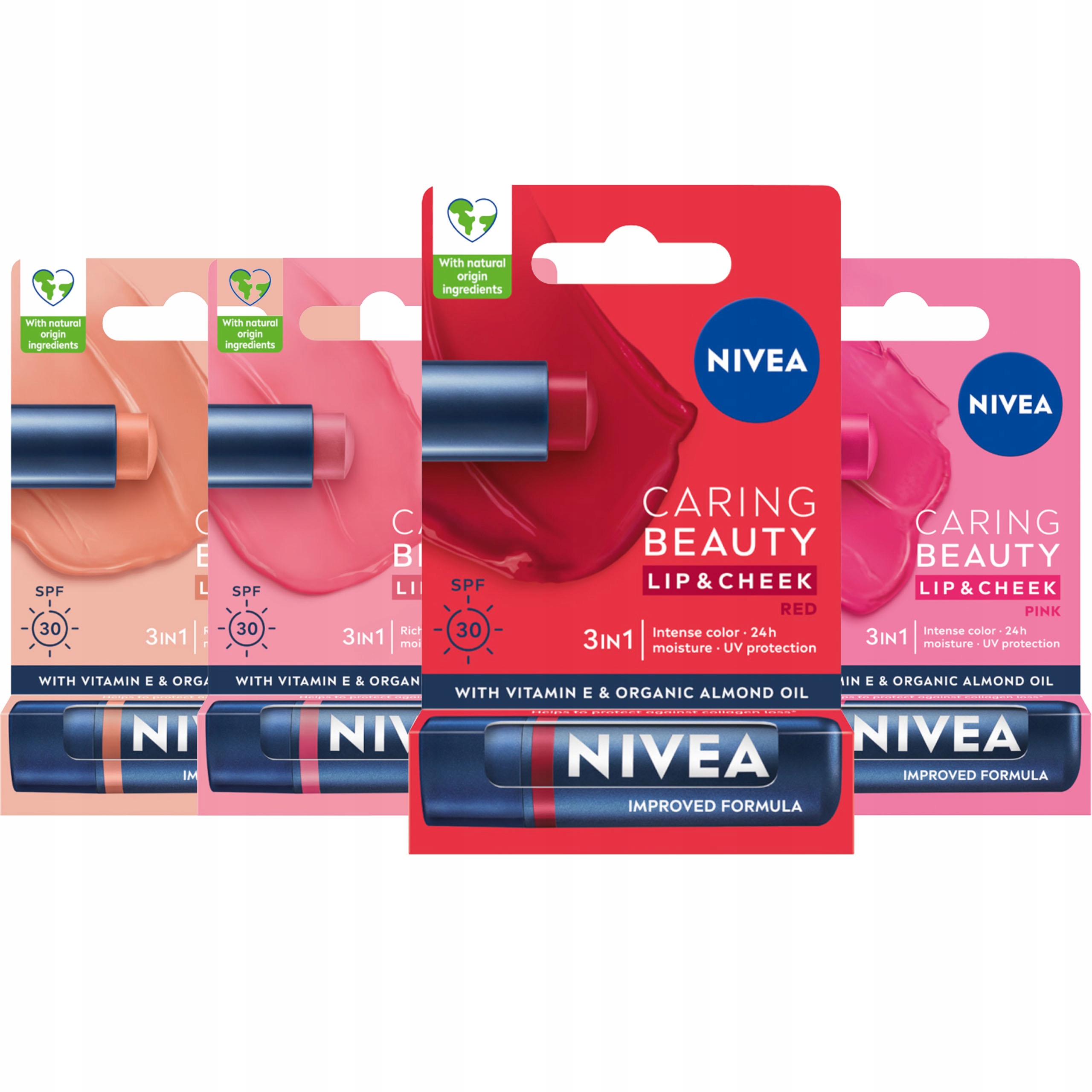 Nivea Pečující rtěnka na rty a tváře Spf 30 3v1 MIX