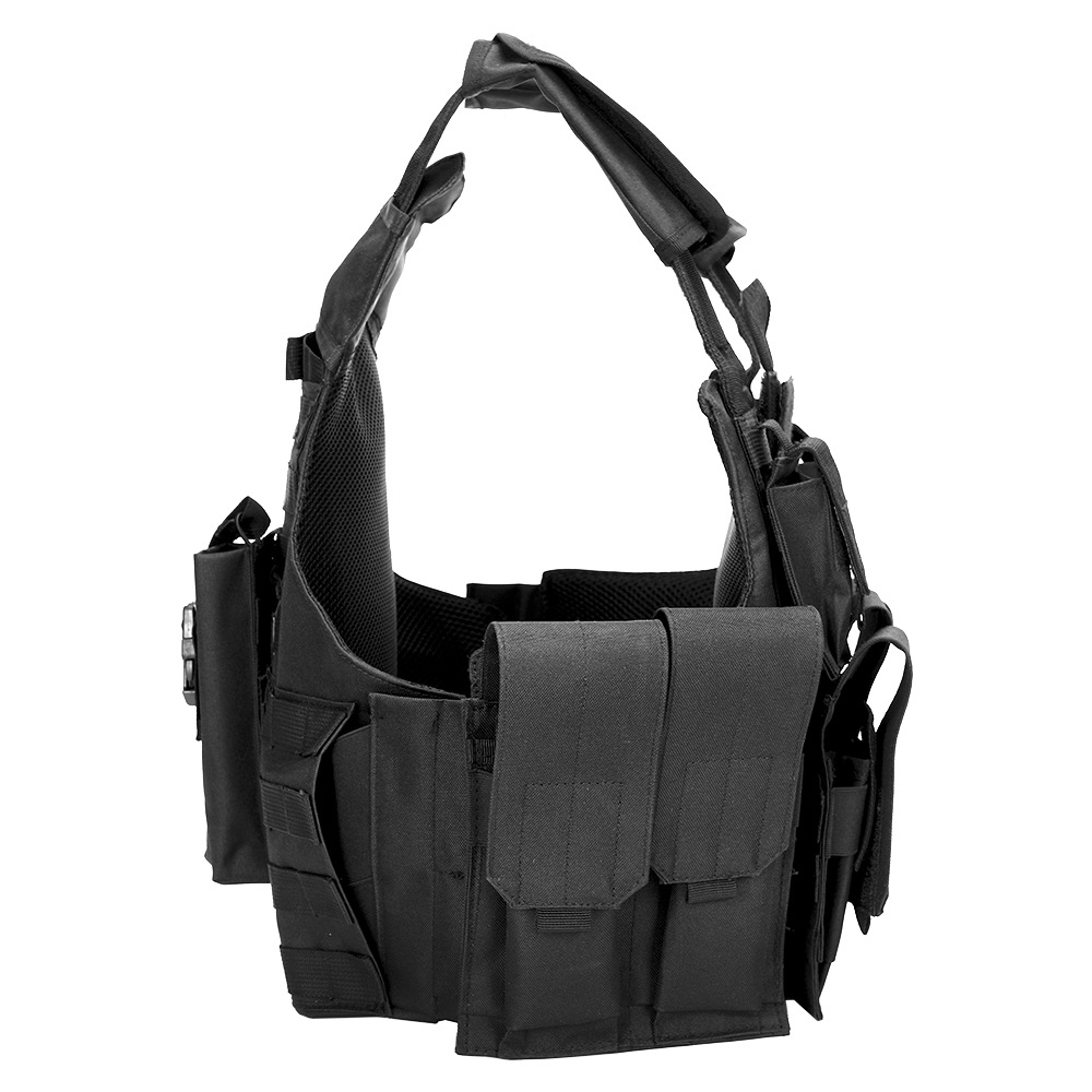 KAMIZELKA TAKTYCZNA Wojskowa Czarna Nylon Carrier Mocna + NÓŻ Składany Model KAMIZELKA TAKTYCZNA