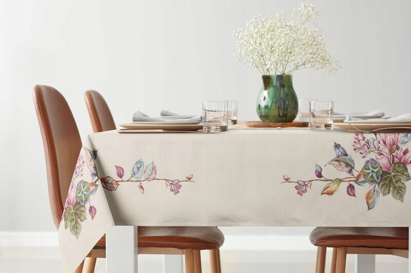 Obrus 100x100 gobelinowy naturalny kwiaty Szerokość produktu 100 cm