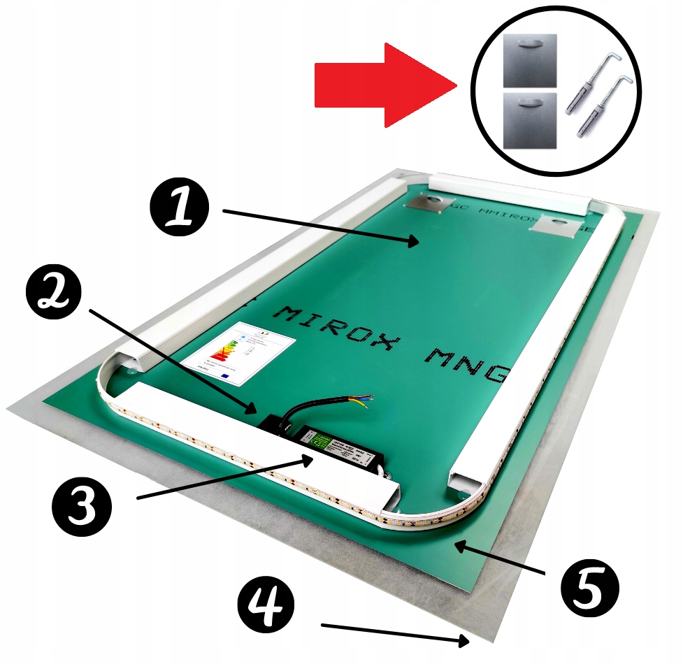 LUSTRO LED 80x60 ŁAZIENKOWE PODŚWIETLANE LEDOWE WŁĄCZNIK DOTYK PREMIUM Kształt prostokąt