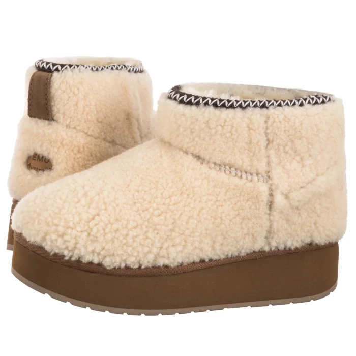 Zimní Boty Kotníkové Boty Emu Stinger Micro Flatform Teddy Natural W13187