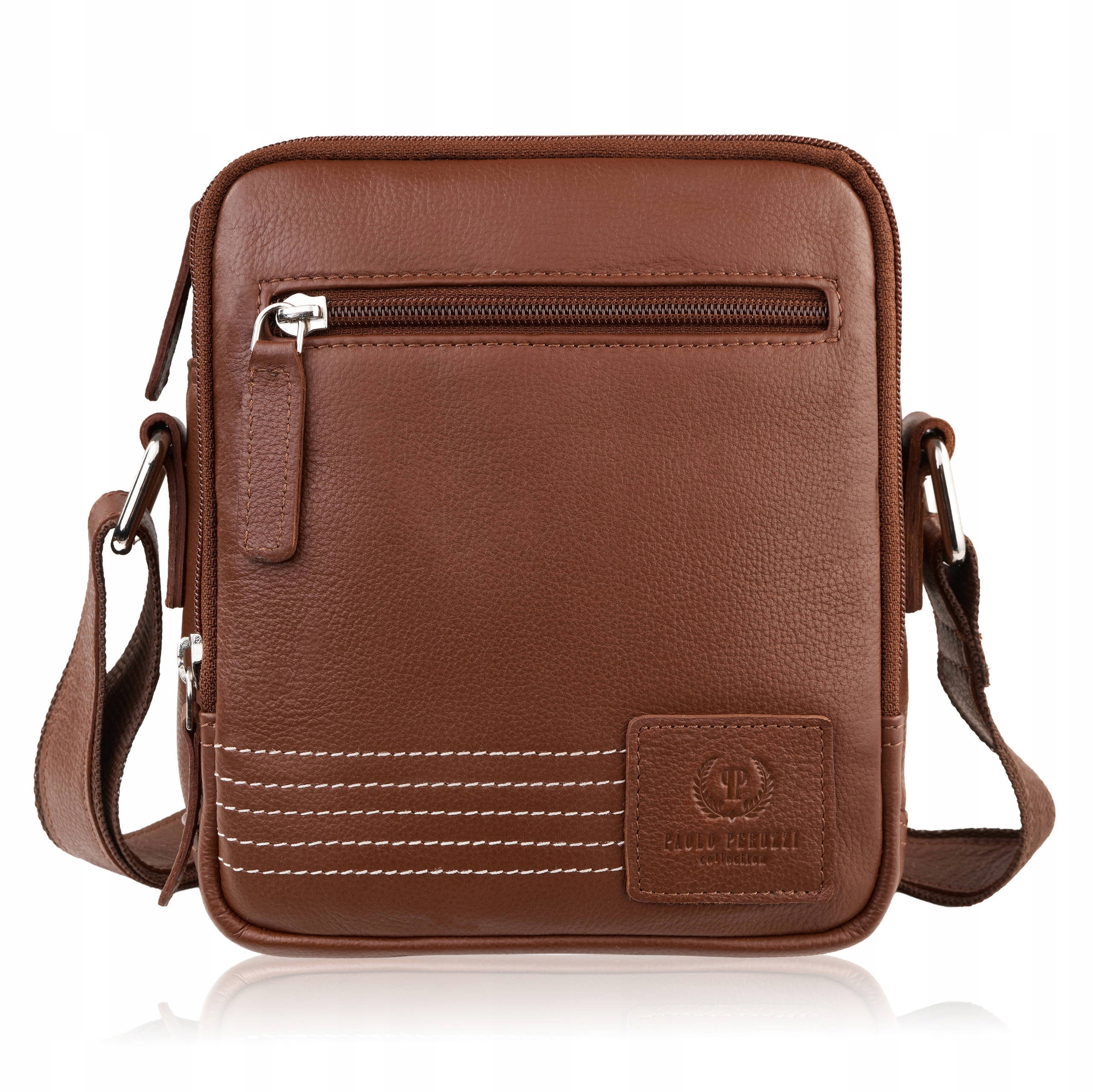 Pánská kožená taška přes rameno koňaková městská prostorná Paolo Peruzzi