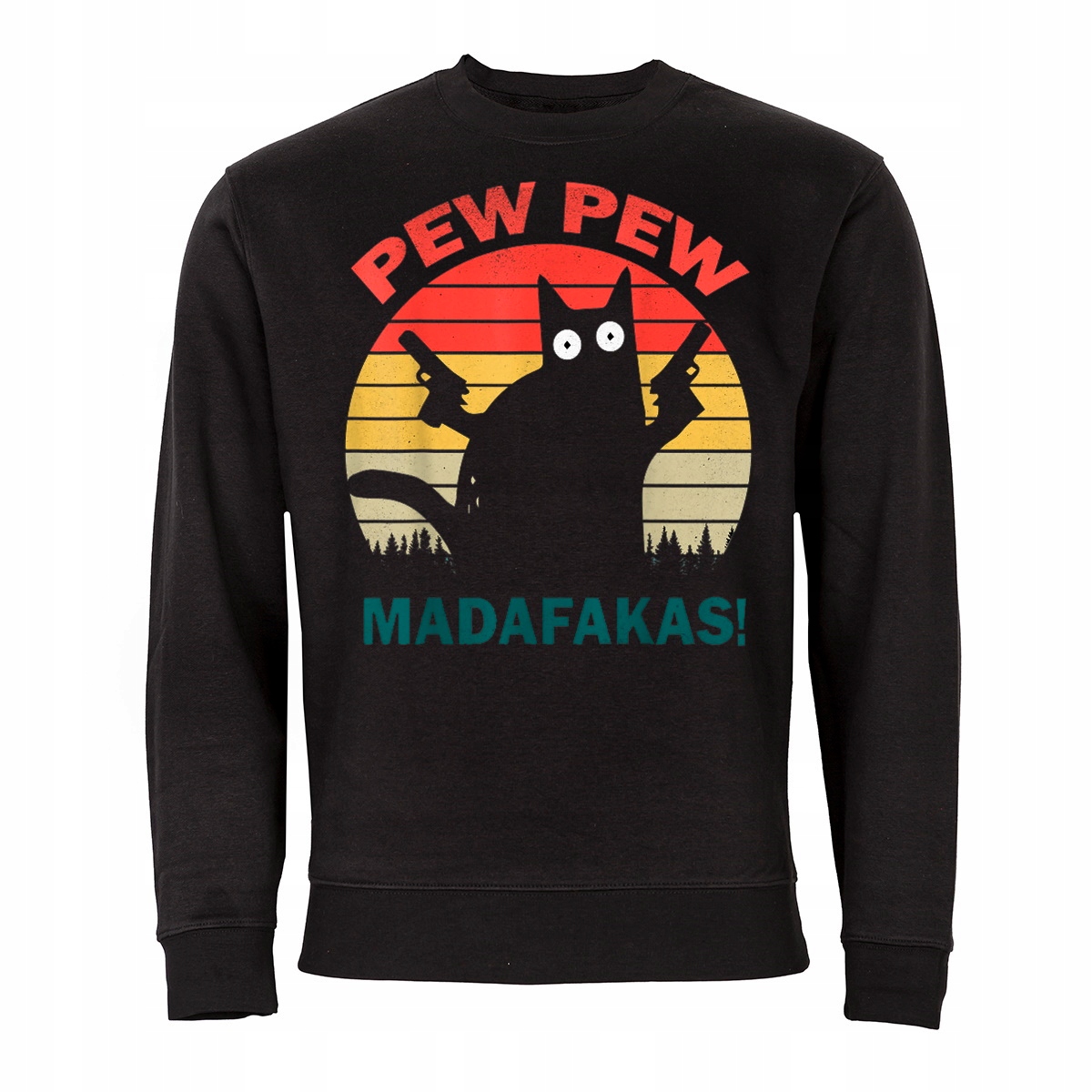 Pánská Mikina Pew Pew Madafakas Černá Kočka