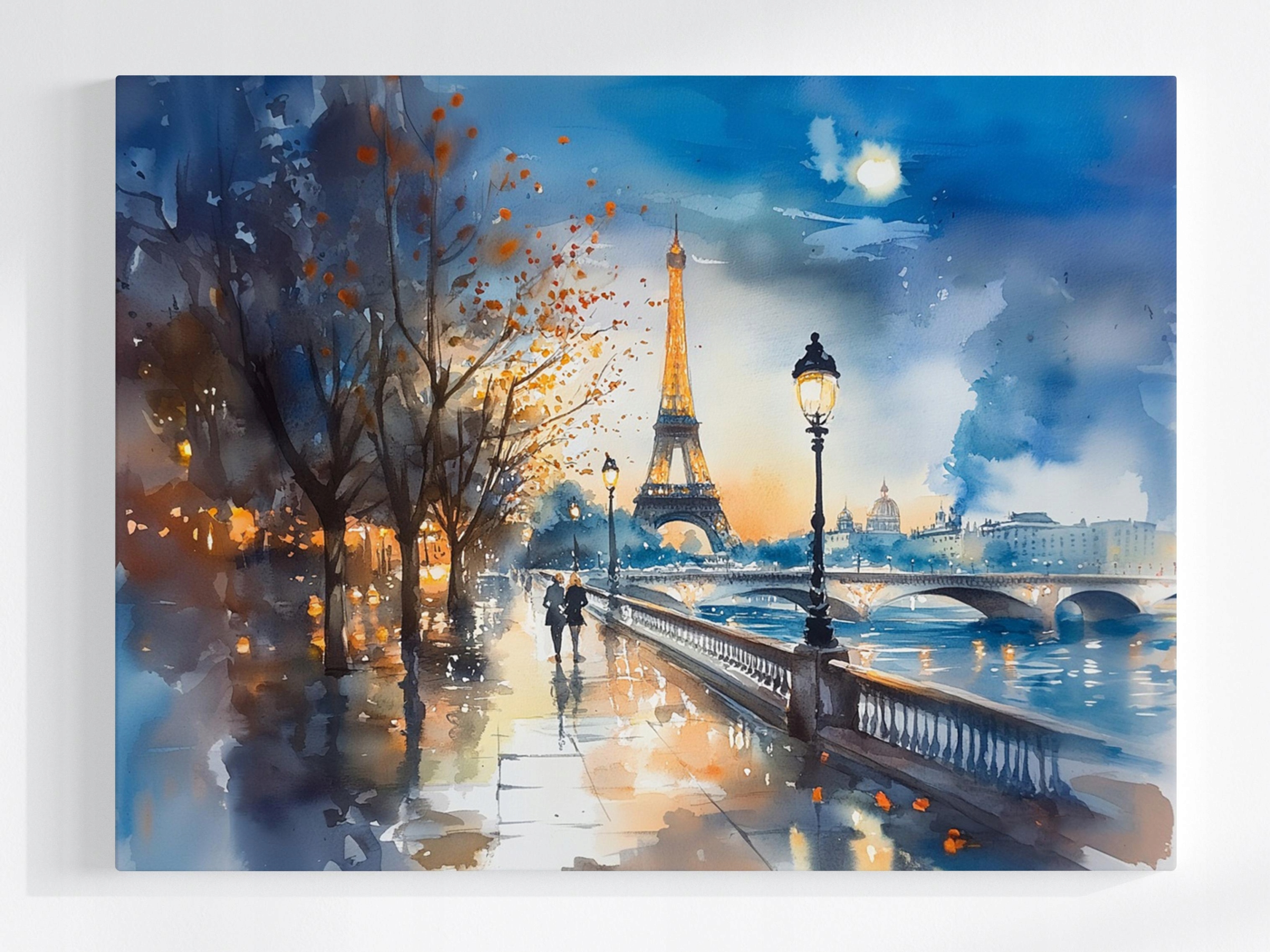 Obraz Na Plátně Canvas Paříž Seina Most Noc Procházka Eiffelova Věž 80x60