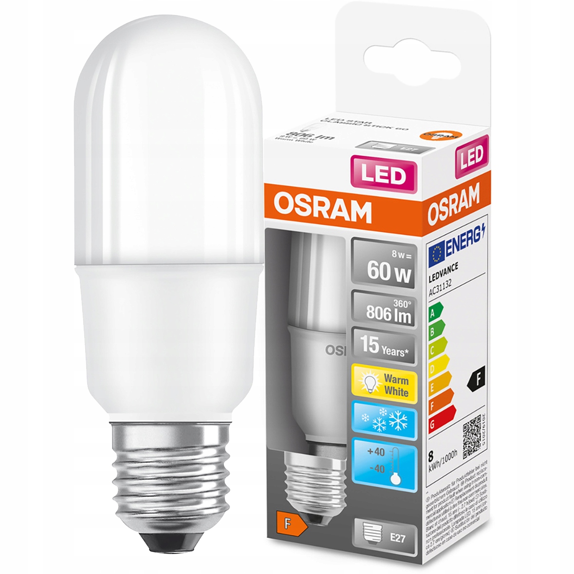 

Żarówka Osram Led Star Stick rurka 8W 2700K E27