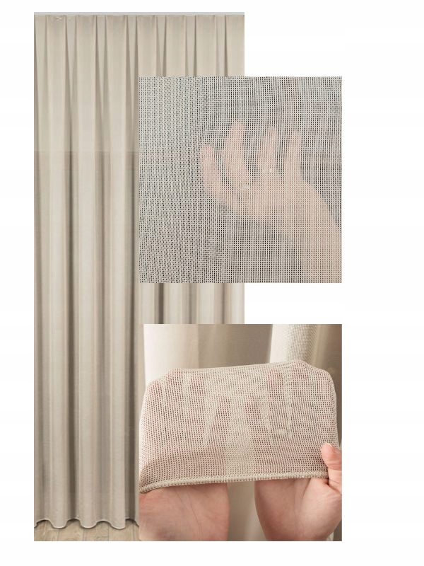 Záclony Záclona Béžová Hladká síťka Salon s páskou Wave pro vlny 270x150
