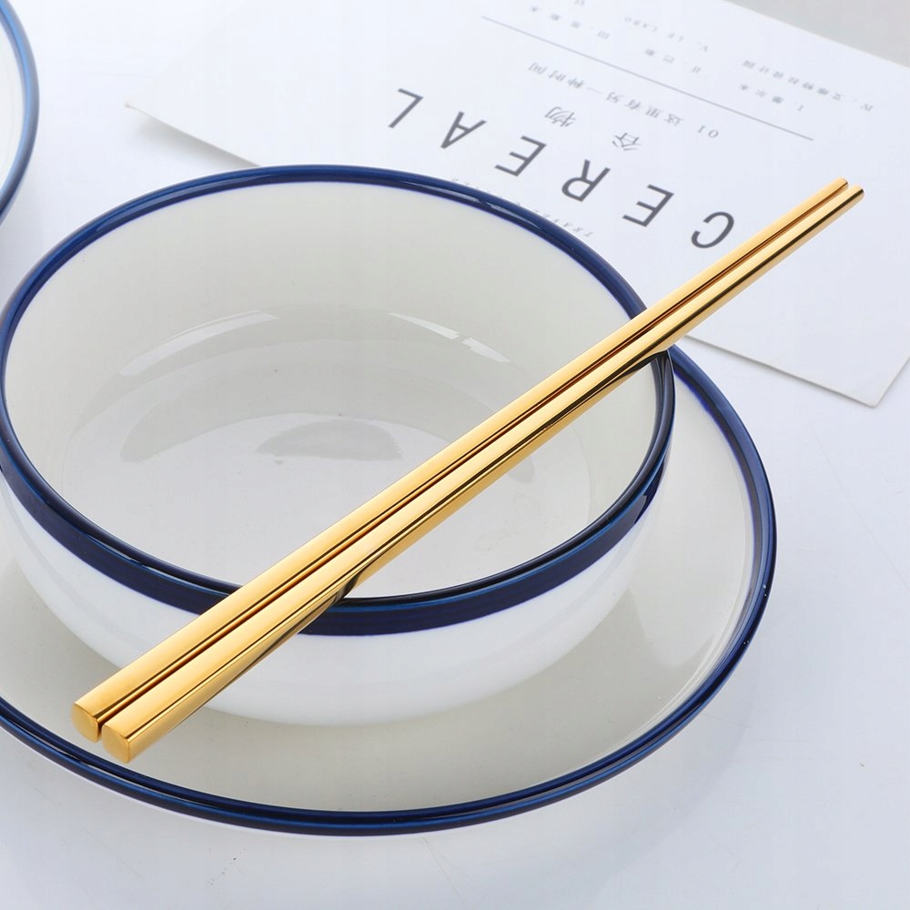 BUYER STAR 5 Par Złote Pałeczki Stal Nierdzewna 304 Do Sushi Zestaw — miniatura 6