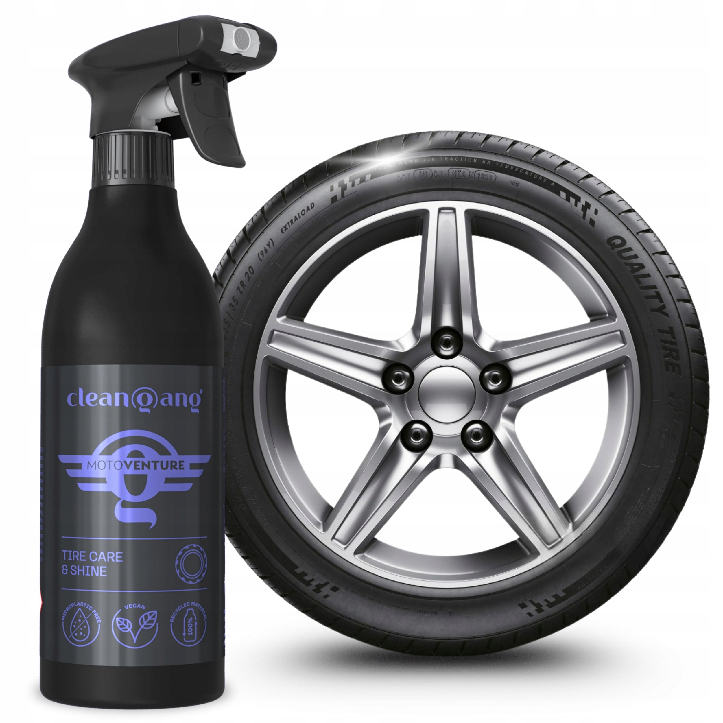 Czernidło dressing do opon gumy plastiku Spray Zabezpiecza Przyciemnia 0,5L