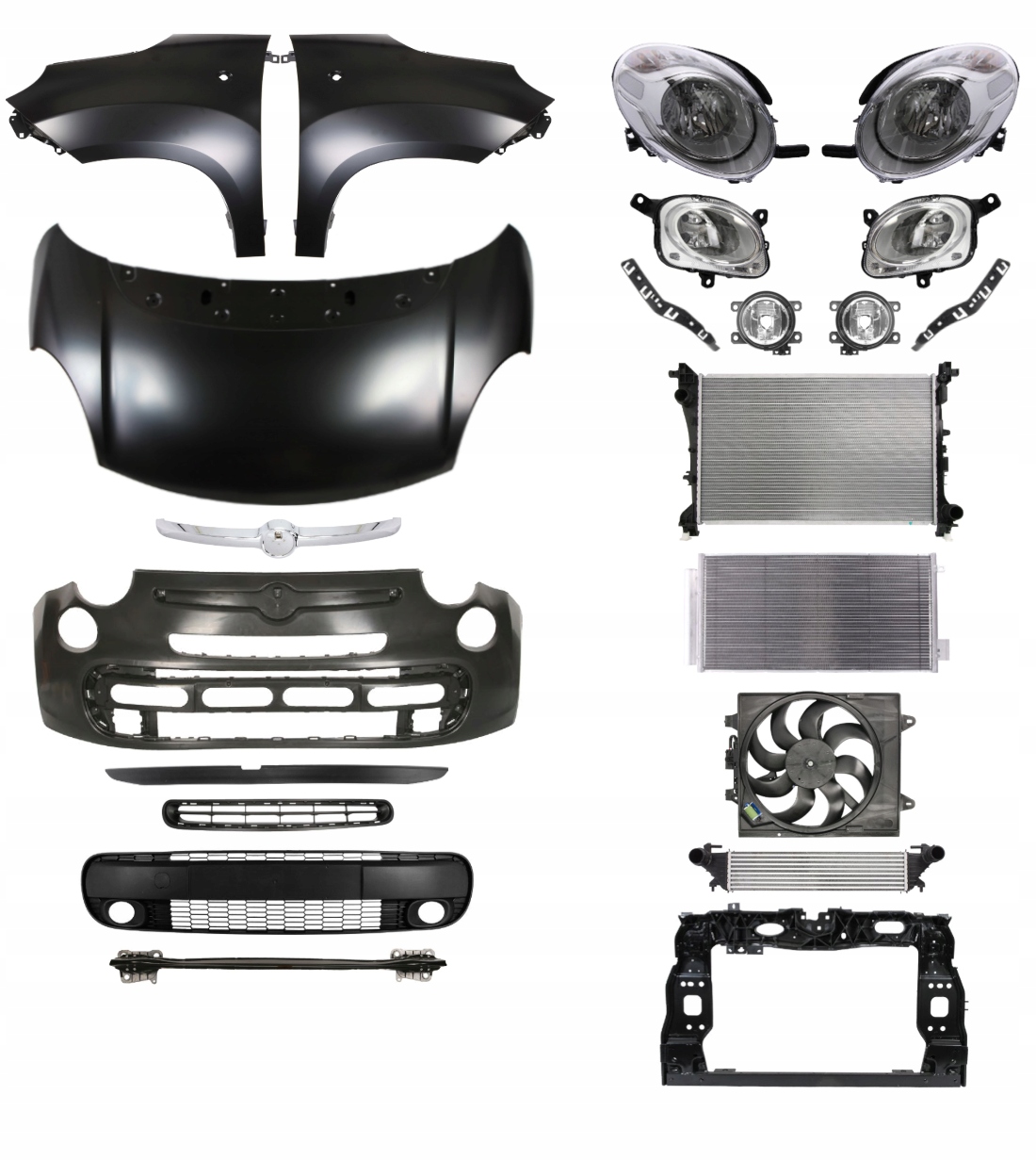 Fiat 500L 12-17 ZDERZAK MASKA LAMPY BŁOTNIKI PAS