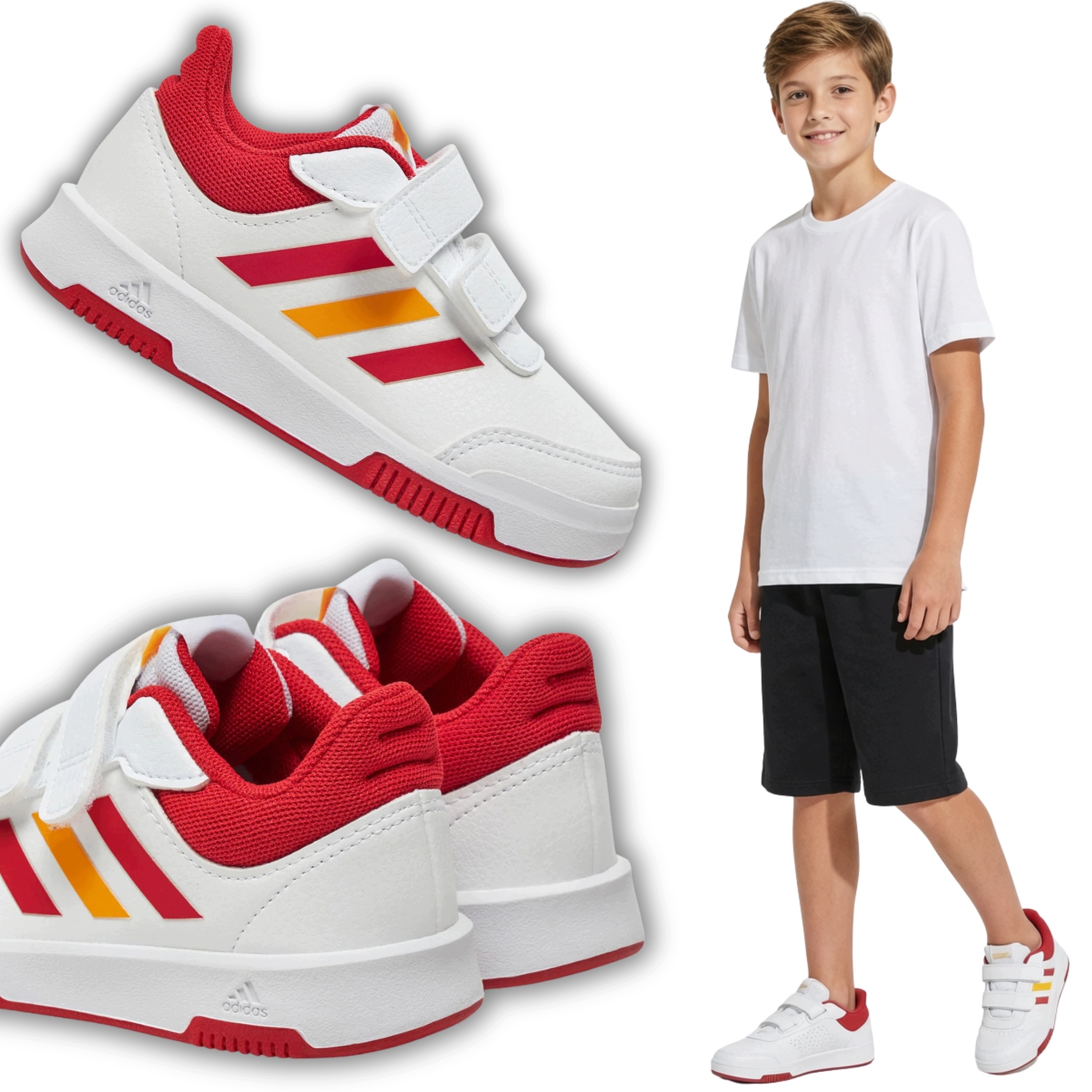 Buty Sportowe Dziecięce Adidas Sneakersy Adidasy Na Rzepy Lekkie Białe 33