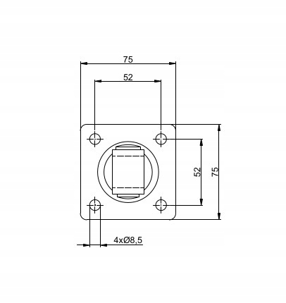 Podstawa 75x75 bramy furtki do ZAWIASU ZAWIAS M16 Kod producenta 08497