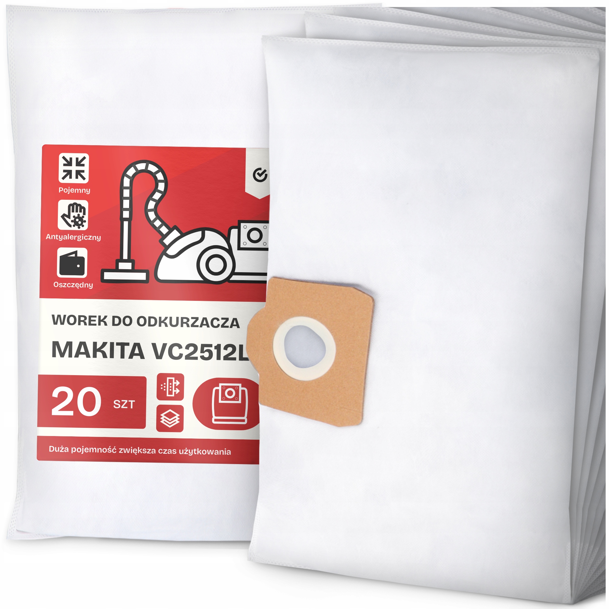 20x Worek do Odkurzacza Makita VC2512L Syntetyczny Tekstylny Pojemny Worki