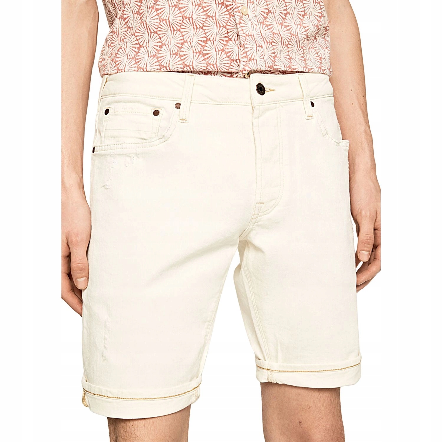 Kraťasy Pepe Jeans Stanley pánské krátké džínové kraťasy ecru W32