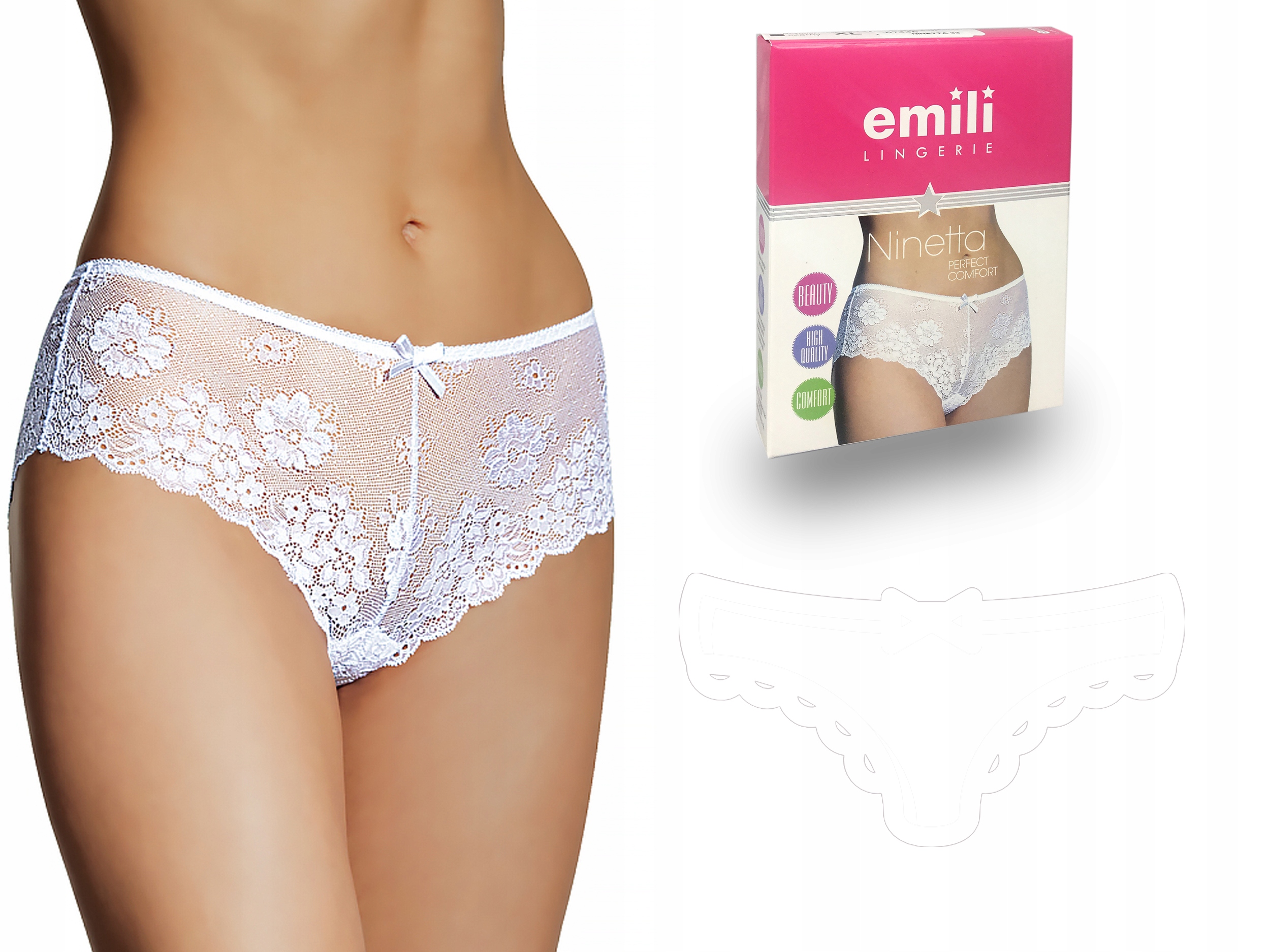 

Ninetta Koronkowe Figi Microfibra Emili biały L