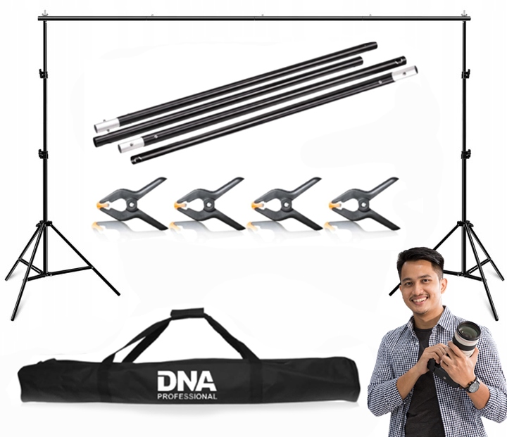 Statyw Stojak Do Tła Fotgraficznego 200x300cm Klamry Torba Udźwig Do 3KG