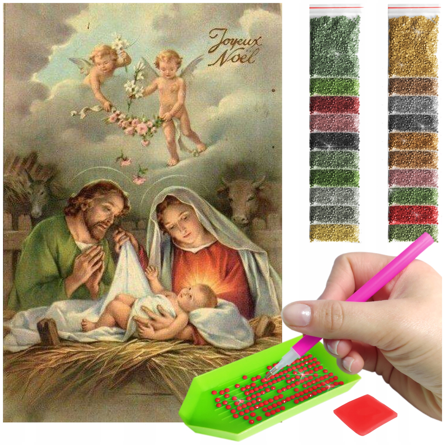 Výšivka Diamantová Diamond Painting mozaika Vánoční sada příslušenství