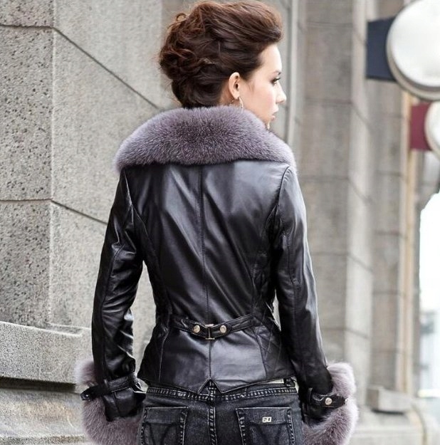 Kurtka skórzana Skóra Futro z Lisa Ramoneska 38 M Kolor czarny