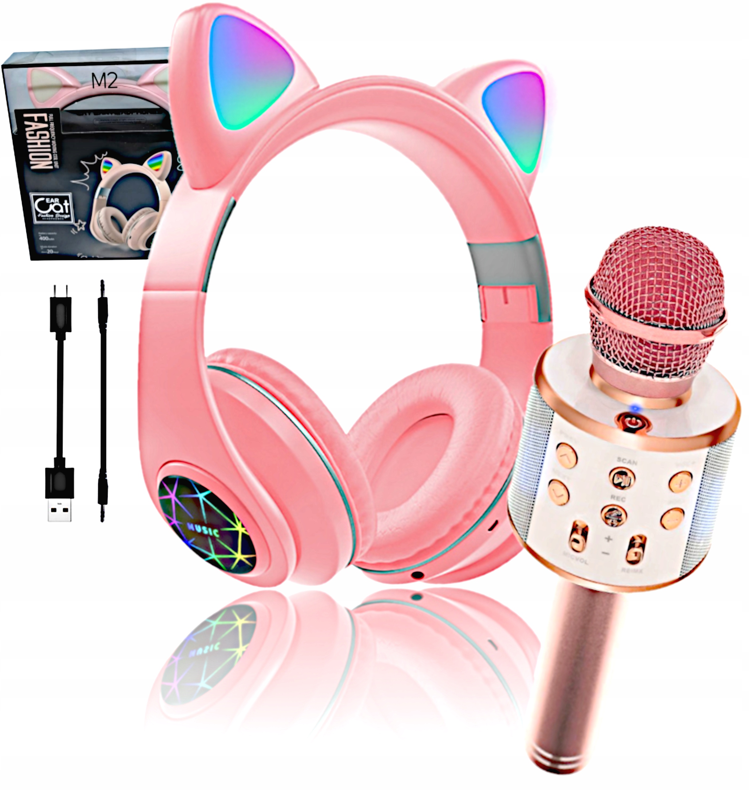 

Słuchawki Kocie Uszy Mikrofon Karaoke Bluetooth