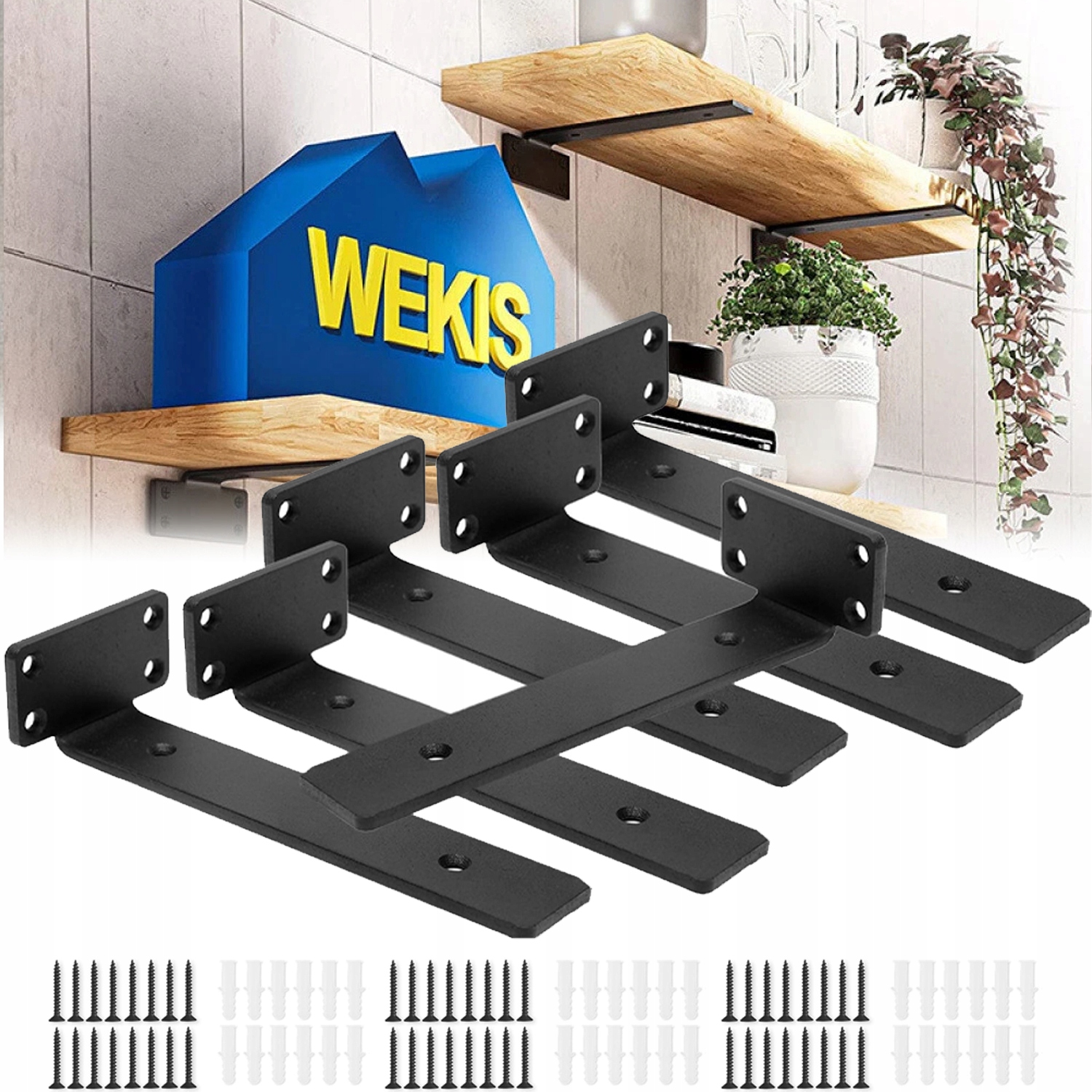 6 Ks 8 in Držák typu T, držák dřevěné police, podpěra, loft, černý