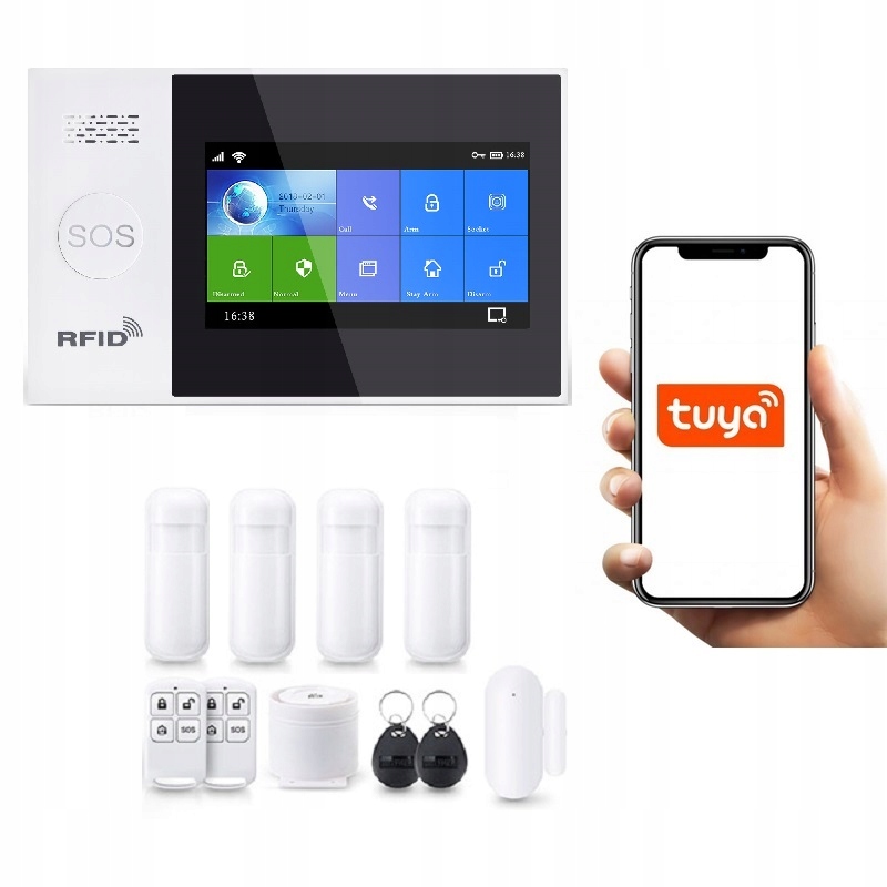 Bezdrôtový Alarm s LCD Gsm 4.3' WiFi Sms Tuya Smart V Poľštine