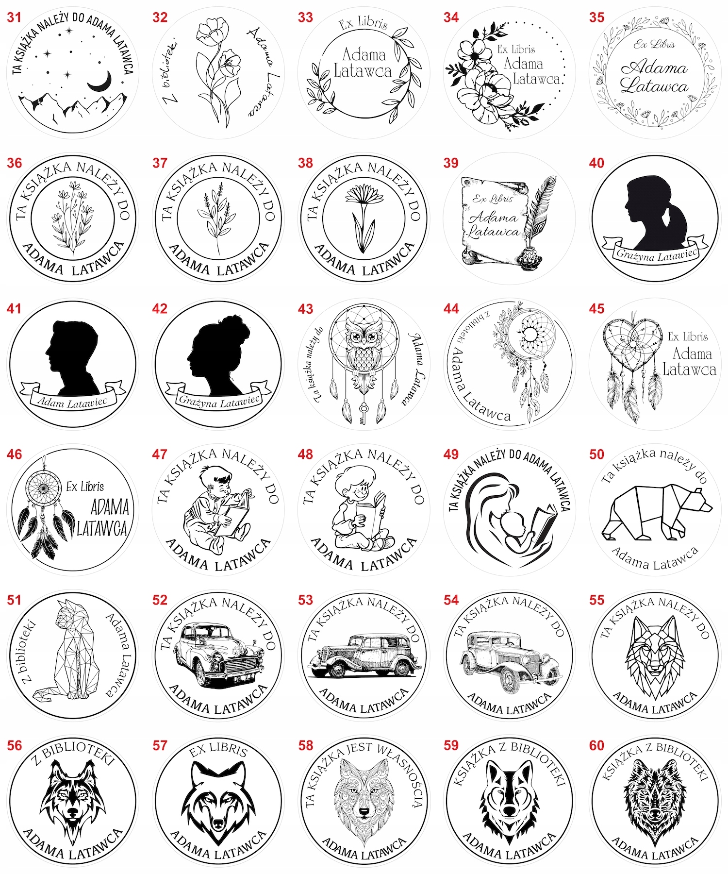 Pieczątka EX LIBRIS, jakość PRO, stempel fi-88 Rodzaj elementu stemplującego Gumka laserowa