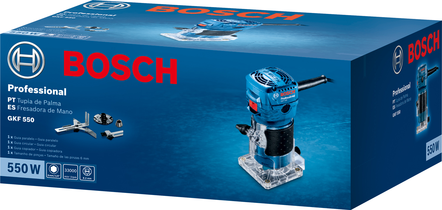 FREZARKA KRAWĘDZIOWA BOSCH GKF 550 550W + OSPRZĘT Seria Professional