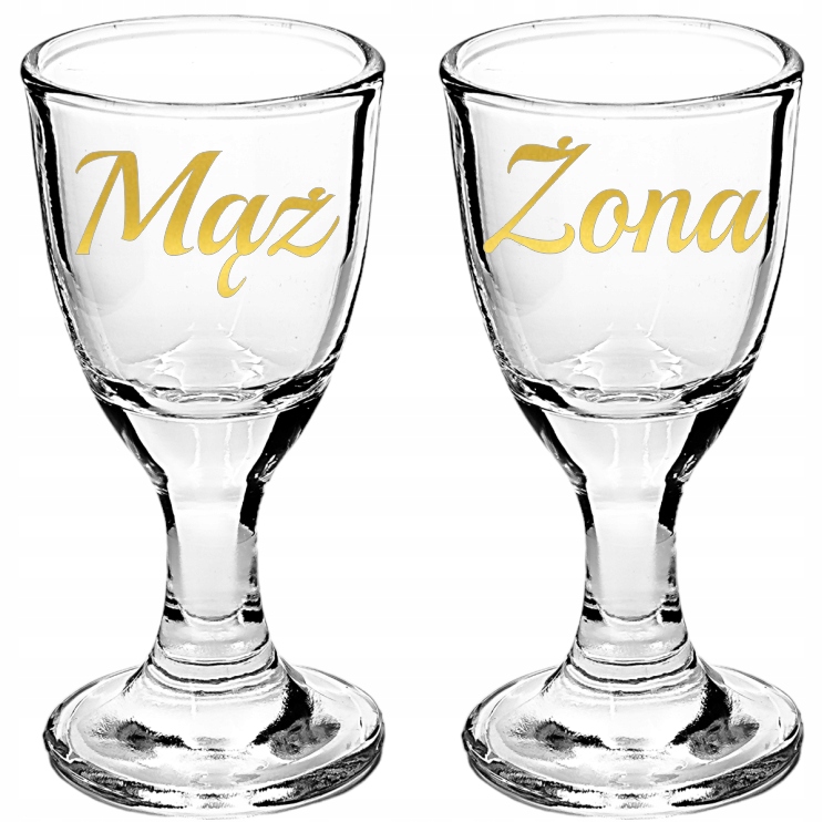 Kieliszki oszukane do wódki na stopce 15ml MĄŻ ŻONA ślub wesele zestaw