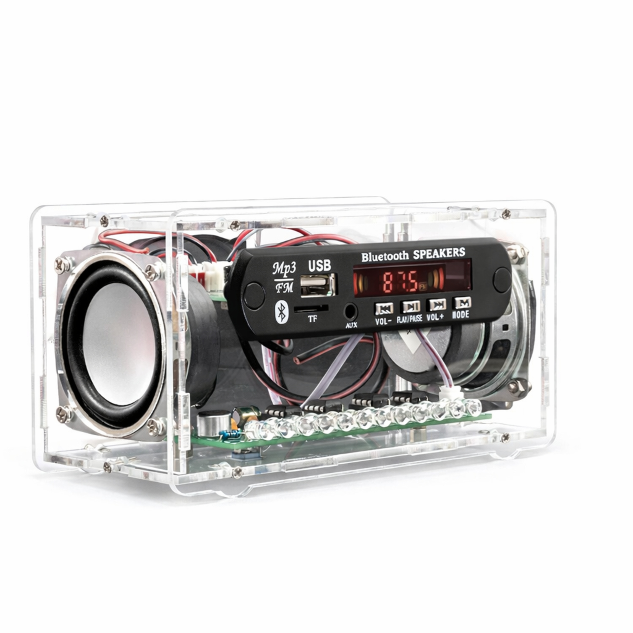 Diy Bluetooth reproduktor s Fm Led rádiem 5V průhledný set pro pájení